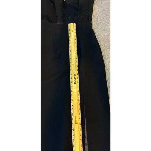 Vintage Cache Sz 4 Black Halter Straps Silky Trim Front Slit Lined Bandage Maxi - Picture 13 of 16